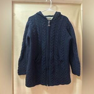 Aran Crafts Ireland Merino Wool Zip Hoodie Sweater Women’s M Trinity Knot
